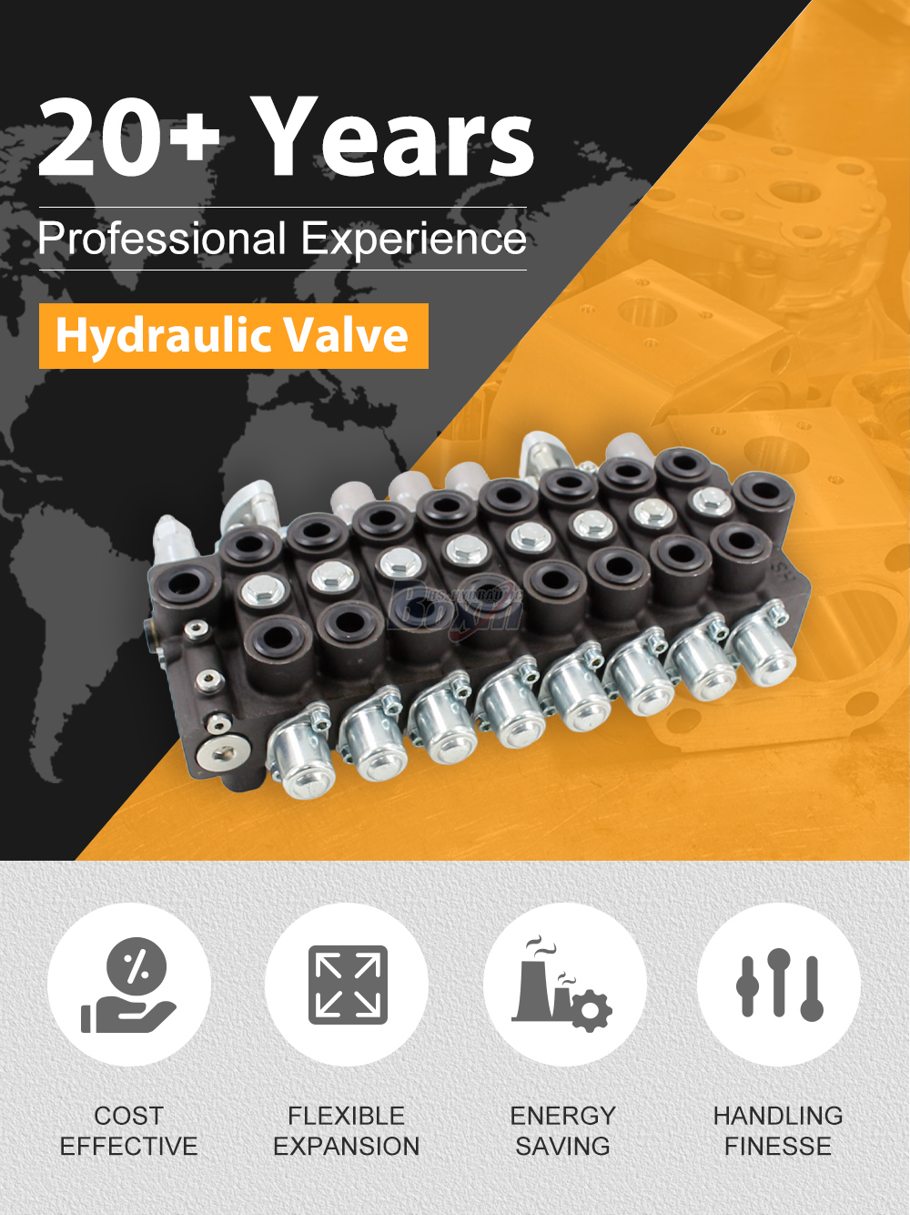 HSW50 Manual and Joystick 8 Spool Monoblock Directional Valve detailed image